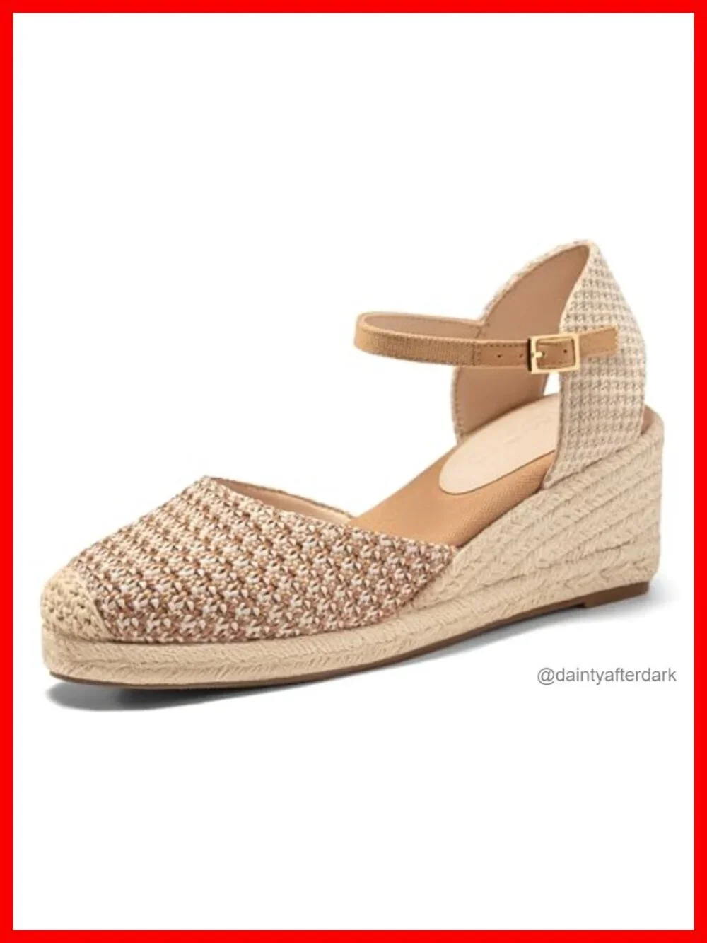Women's Espadrille Wedge Sandals Raffia Ankle Strap